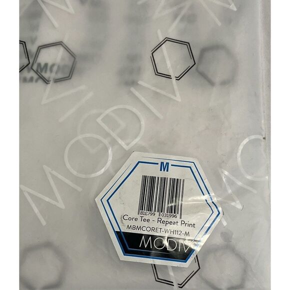 Modiv Shirt Short Sleeve Performance Tee Mens Medium White Block Logo Activewear - Picture 10 of 11